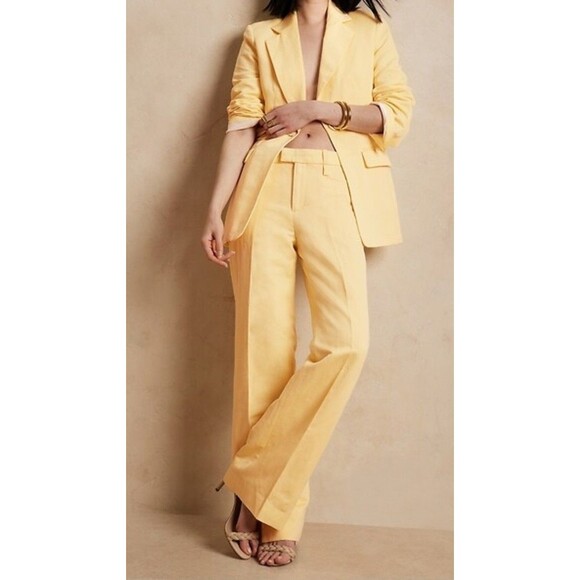 NWT Banana Republic Islet Pants Women's 4 Soft Yellow Business Casual |MSRP 150 - Picture 2 of 8